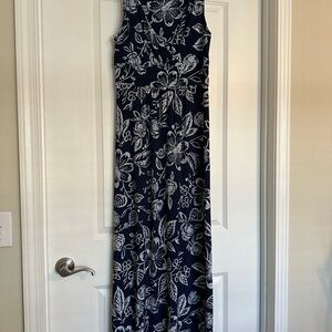 Floral Maxi Dress in Navy and White
